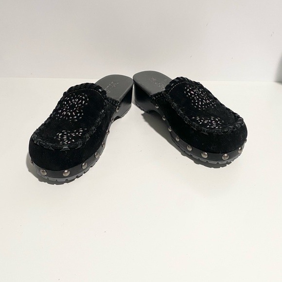 MUDD Vintage Y2K 90s Rosey Black Mule Clog Platform Chunky Slide Studded Shoe - Picture 8 of 11